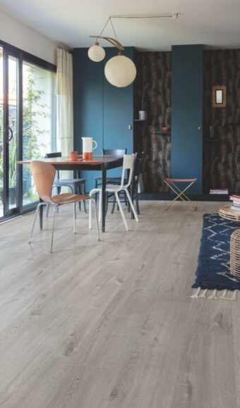 View of Cotton Oak Cozy Grey AVMPU40202 luxury vinyl tile by Quick-Step Livyn
