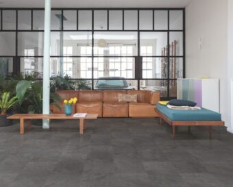 View of Black Slate AVSTU40035 luxury vinyl tile by Quick-Step Livyn