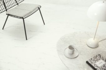 View of Marble Carrara White AVSTT40136 luxury vinyl tile by Quick-Step Livyn