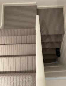 Stripe Claire Light Grey stair runner by Hartley
