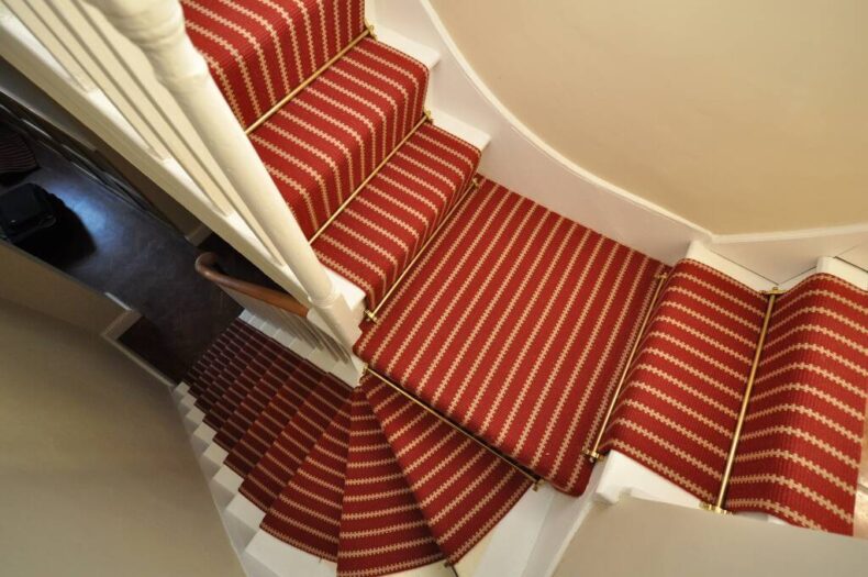 Zip Red stair runner by Hartley