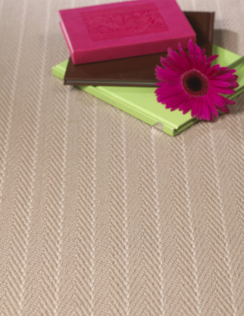 Stripe Claire Putty stair runner by Hartley