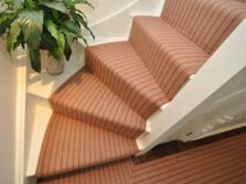 Stripe Claire Rust stair runner by Hartley