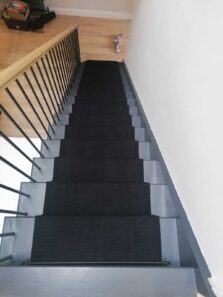 Stripe Kelly Solid Black stair runner by Hartley