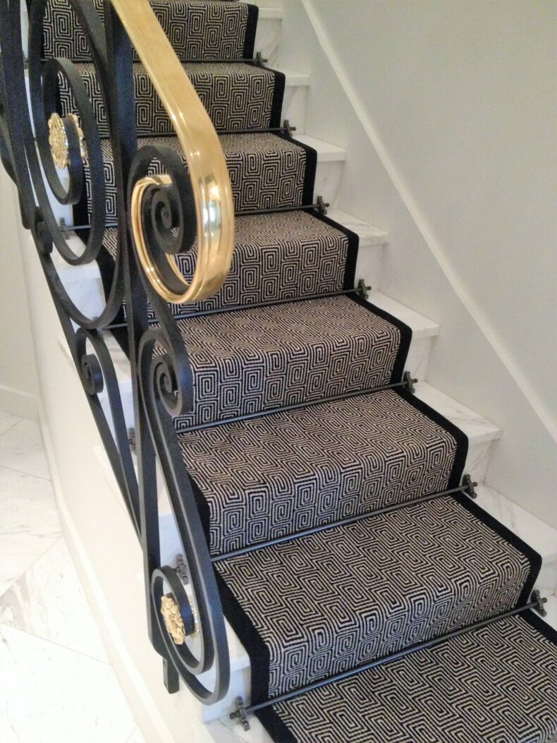 Jacquard Escargot Black stair runner by Hartley