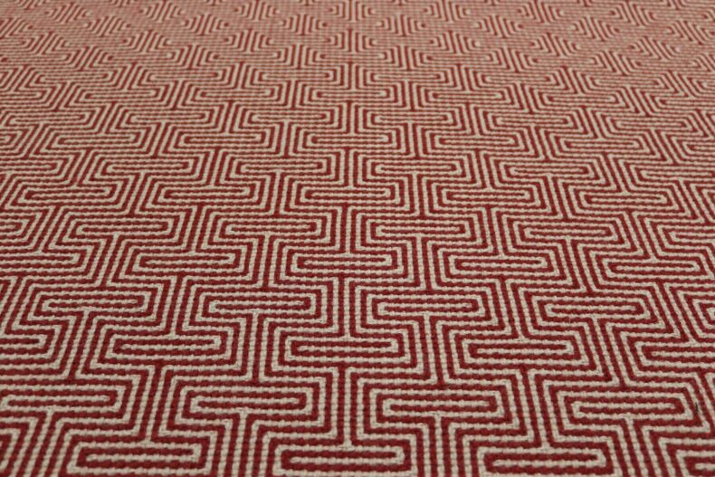Jacquard Labyrinth Red stair runner by Hartley