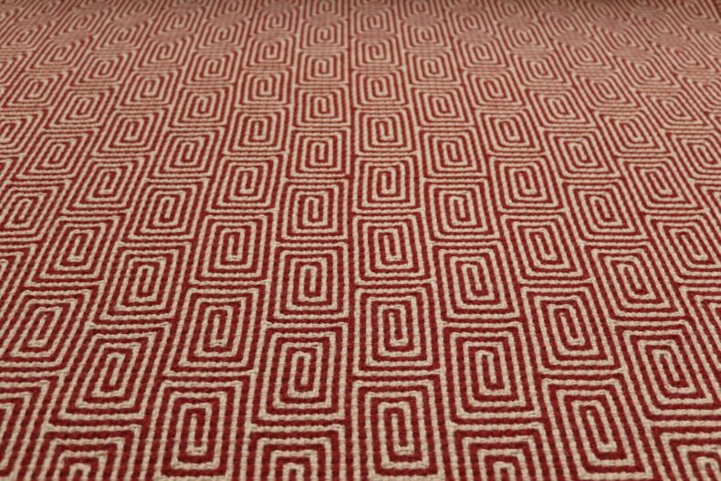 Jacquard Escargot Red stair runner by Hartley