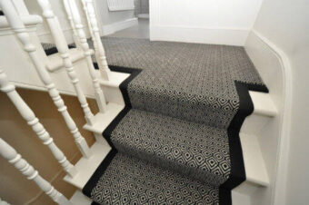 Winston Diamond Black Ivory stair runner by Hartley 