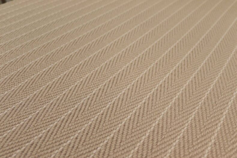 Stripe Claire Putty stair runner by Hartley