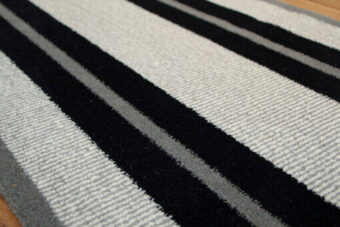 Winston Transat Black, Charcoal, Shale, White stair runner by Hartley 