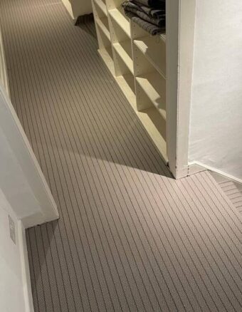 Stripe Claire Light Grey stair runner by Hartley