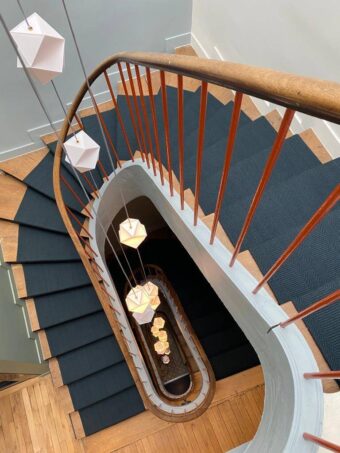 Stripe Kelly Solid Dark Peacock stair runner by Hartley
