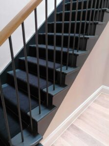 Stripe Kelly Solid Black stair runner by Hartley