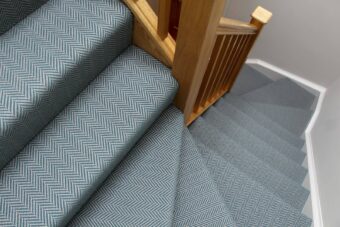 Herringbone Teal stair runner by Hartley