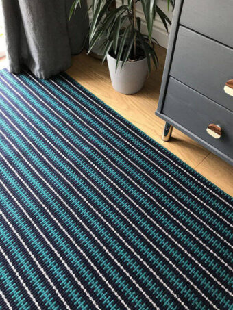 Stripe Frances Teal stair runner by Hartley