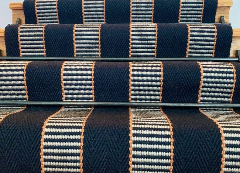 Stripe Greta Black stair runner by Hartley