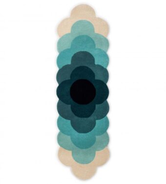 Optical Flower Teal 61207 rug by Orla Kiely