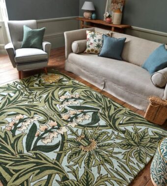 Bluebell Leafy Arbour Green 127607 rug by Morris
