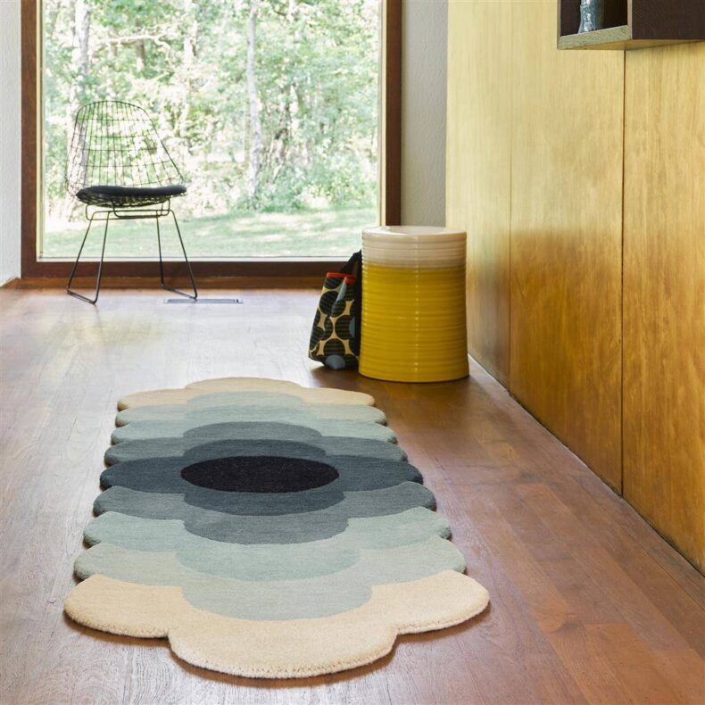 Optical Flower Teal 61207 rug by Orla Kiely