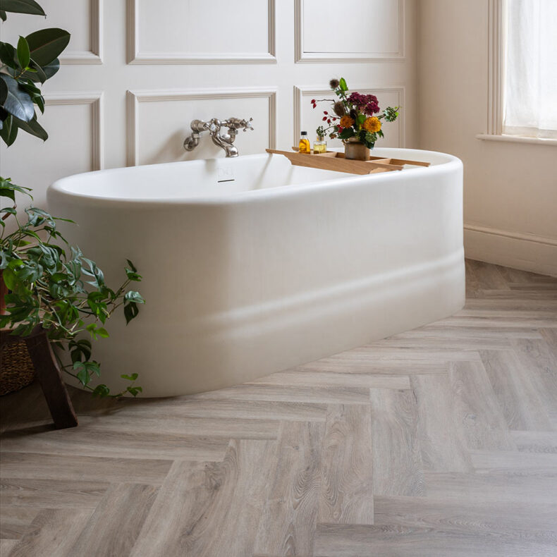 View of Oast Herringbone luxury vinyl tile by Harvey Maria