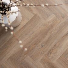 View of Brindle Herringbone luxury vinyl tile by Harvey Maria