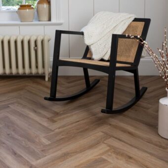 View of Brindle Herringbone luxury vinyl tile by Harvey Maria
