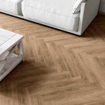 View of Divine Oak Herringbone - Cookie (Maximus) luxury vinyl tile by Invictus