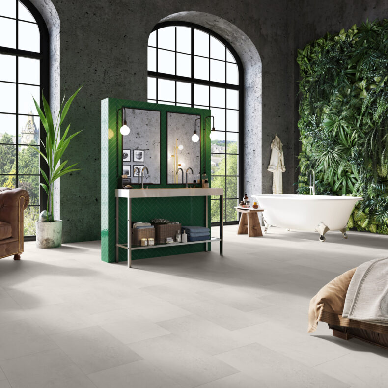 View of Groovy Granite - Alabaster (Maximus Click) luxury vinyl tile by Invictus