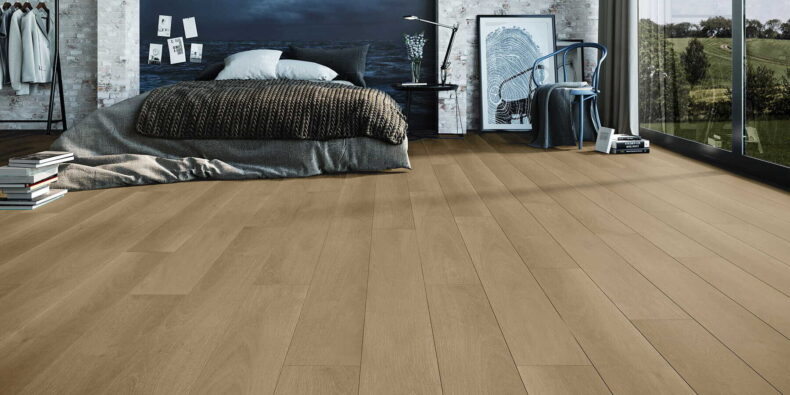 View of Highland Oak - Sunrise (Maximus Click) luxury vinyl tile by Invictus