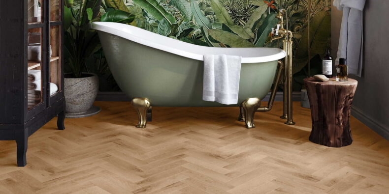 View of Royal Oak - Blonde Parquet luxury vinyl tile by Invictus