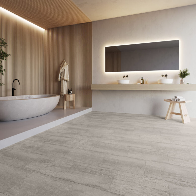 View of Tivoli Stone - Pepper (Maximus ) luxury vinyl tile by Invictus