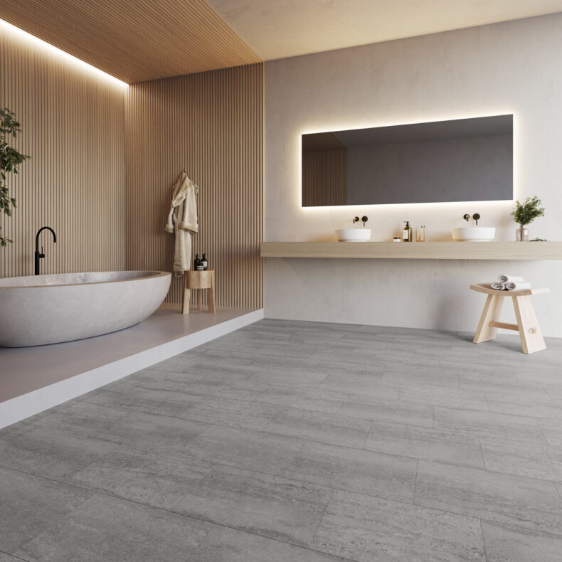 View of Tivoli Stone - Pewter (Maximus ) luxury vinyl tile by Invictus