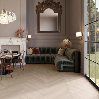 View of Divine Oak Herringbone - Pure (Maximus) luxury vinyl tile by Invictus