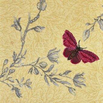 Timorous Beasties Collection By Brintons Yellow Ruskin Butterfly carpet by Brintons