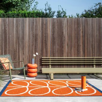 Linear Stem Orange Outdoor 464403 rug by Orla Kiely