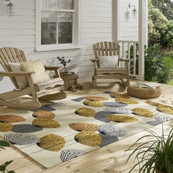 Dandelion Clocks Ochre Silver Outdoor 445803 rug by Sanderson