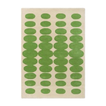 Optical Oval Green Cream 157707 rug by Orla Kiely