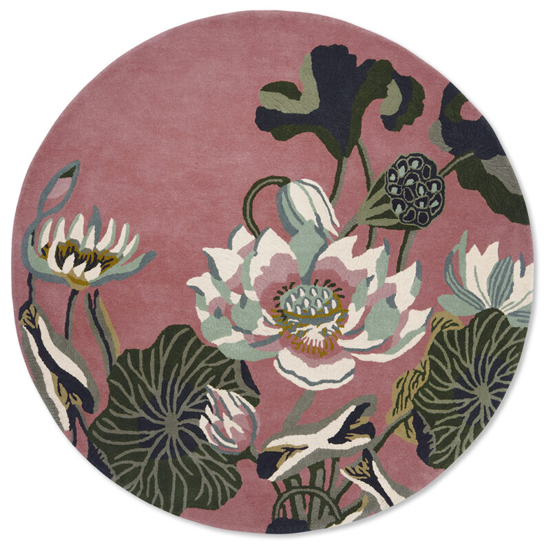 Waterlily Dusty Rose Round 38602 rug by Wedgwood