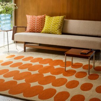 Optical Oval Orange Sand 157703 rug by Orla Kiely