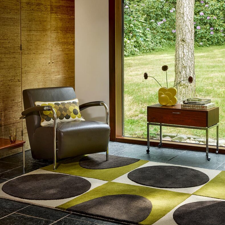 Spot Square Walnut Lichen 157907 rug by Orla Kiely