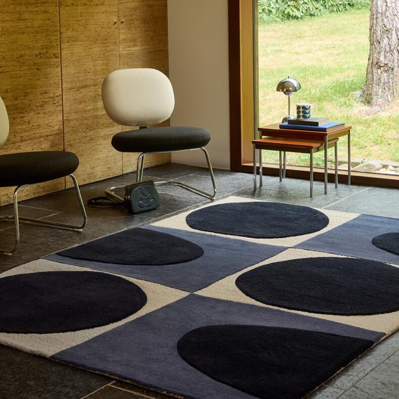 Spot Square Blue Navy 157908 rug by Orla Kiely