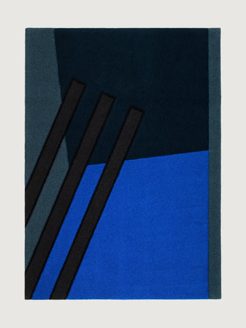 Dynamic Bars Majorelle rug by Roger Oates