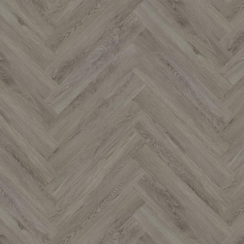 View of Flint Grey 5076201 (Universal 55 Herringbone) luxury vinyl tile by Victoria Design Floors