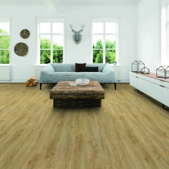 View of Almond Buff 5075615 (Universal 55 Planks) luxury vinyl tile by Victoria Design Floors