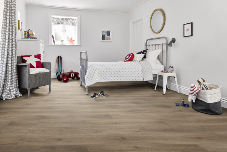 View of Wenge 5062728 (Universal 55 Planks) luxury vinyl tile by Victoria Design Floors
