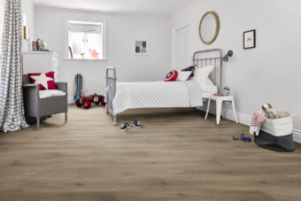 View of Wenge 5075628 (Universal 55 Planks) luxury vinyl tile by Victoria Design Floors