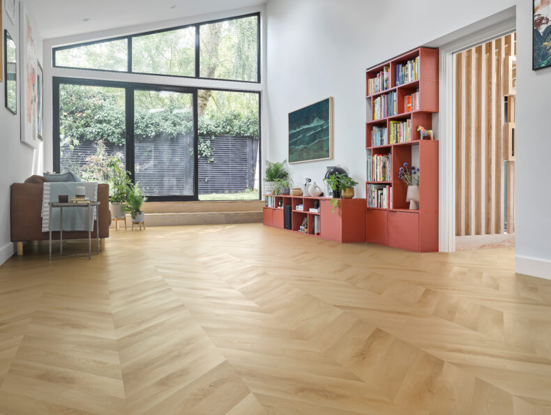 View of Nordmann 50780105 (Universal Design Fishbone) luxury vinyl tile by Victoria Design Floors