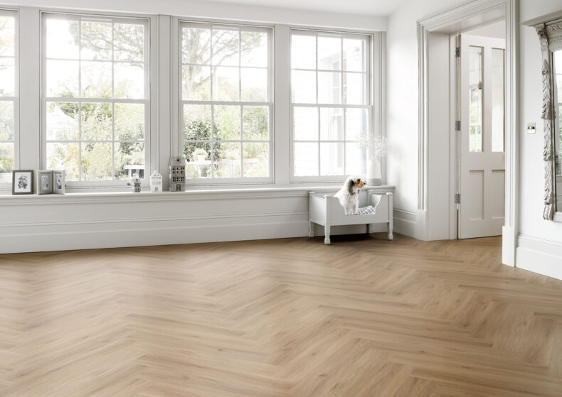 View of Haybale 5076226 (Universal 55 Herringbone) luxury vinyl tile by Victoria Design Floors