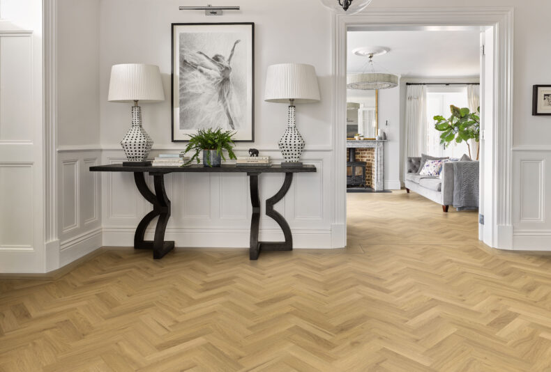 View of Aspen 50790110 (Universal Design Parquet) luxury vinyl tile by Victoria Design Floors