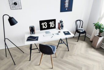 View of Nimbus Cloud 5076005 (Universal 55 Herringbone) luxury vinyl tile by Victoria Design Floors